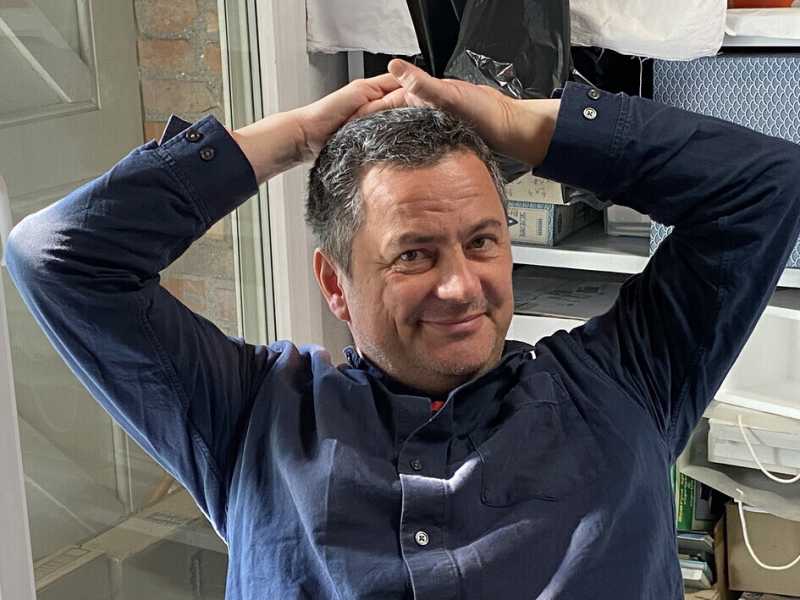 Stefano Graziani, ritratto in una fotografia di Guido Guidi, 2023&nbsp;<br />