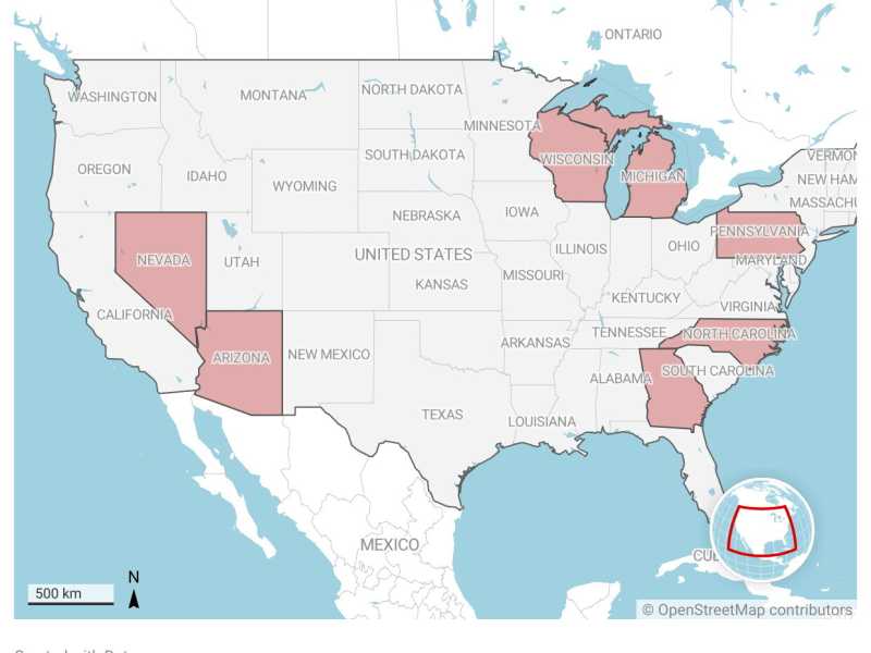 Guida ai 7 swing states, gli stati in bilico decisivi nelle elezioni americane