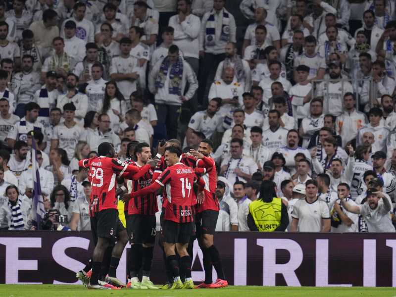 Il Milan ha battuto il Real Madrid per 1-3 in Champions League (foto Ap, via LaPresse)