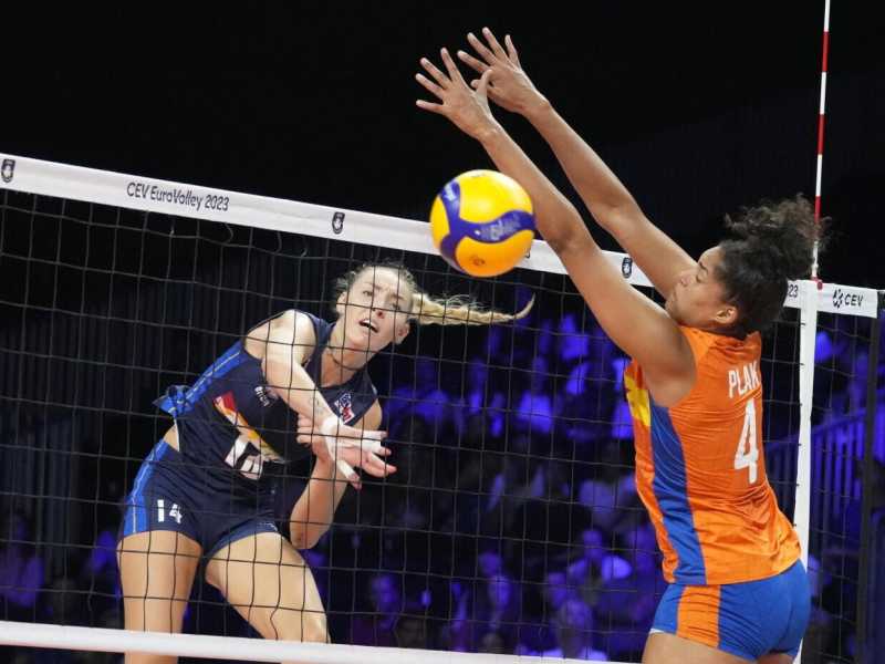 Elena Pietrini durante la finale per il bronzo degli Europei 2023 (foto Ap, via LaPresse)<div>&nbsp;</div>