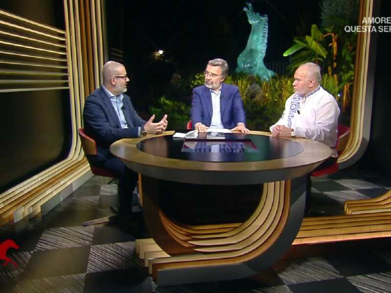 Nello Scavo e Volodymyr Sahaidak a "Il cavallo e la torre" su Rai 3