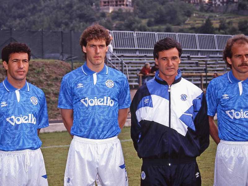 Antonio Careca, Laurent Blanc, Claudio Ranieri e Alemao al Napoli (foto di Alessandro Sabattini per Getty Images)&nbsp;<br />