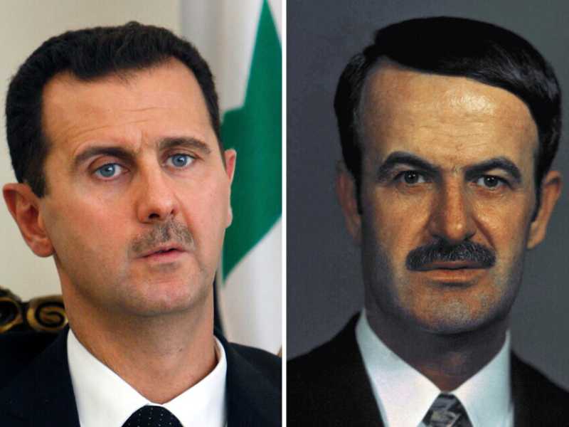 Bashar Assad, a sinistra, e suo padre Hafez, a destra (LaPresse)&nbsp;<br />