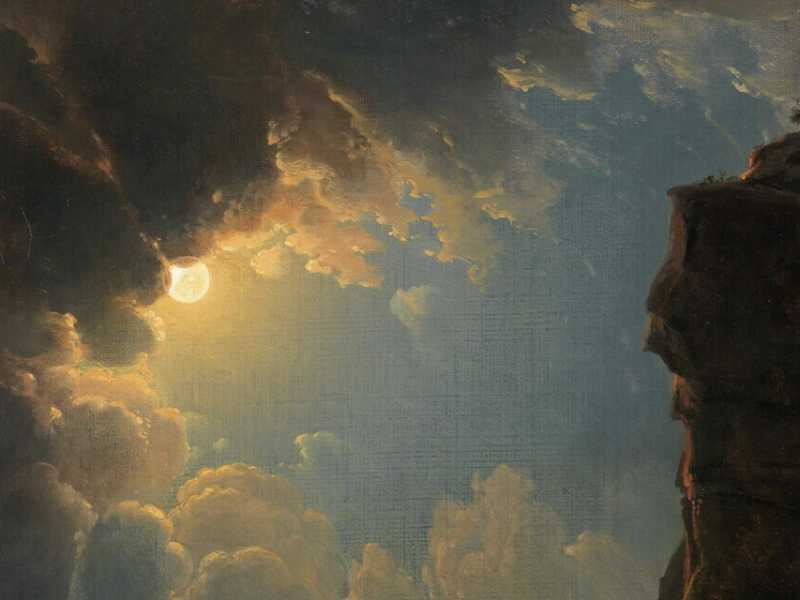 Johann Nepomuk Sch&ouml;dlberger, "Costa rocciosa al chiaro di luna", 1830 (Wikipedia)