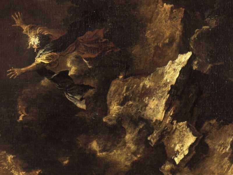 Salvator Rosa, La morte di Empedocle, olio su tela, 1665-70 (Wikipedia)