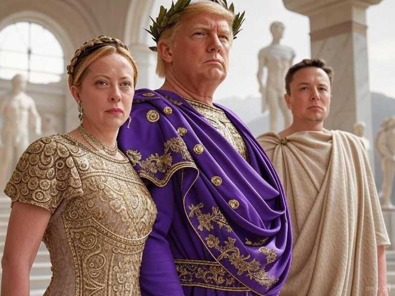Meloni, Trump e Musk come gli antichi romani. Post su X di Andrea Stroppa&nbsp;<br />