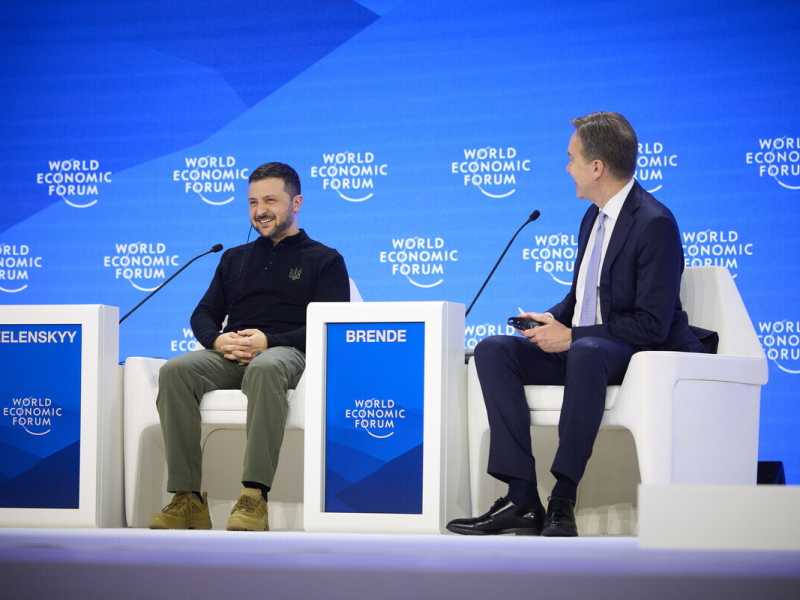 Il presidente ucraino Volodymyr Zelensky alla riunione annuale del World Economic Forum a Davos, Svizzera (Getty Images)&nbsp;<br />
