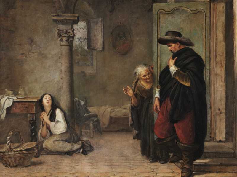 Giuseppe Pensabene, &ldquo;Lucia e l&rsquo;Innominato&rdquo;, 1866. Il titolo del nuovo libro di Francesco Piccolo, &ldquo;Son qui: m&rsquo;ammazzi&rdquo;, &egrave; una citazione della protagonista dei &ldquo;Promessi sposi&rdquo; rivolta al suo carceriere&nbsp;<br />