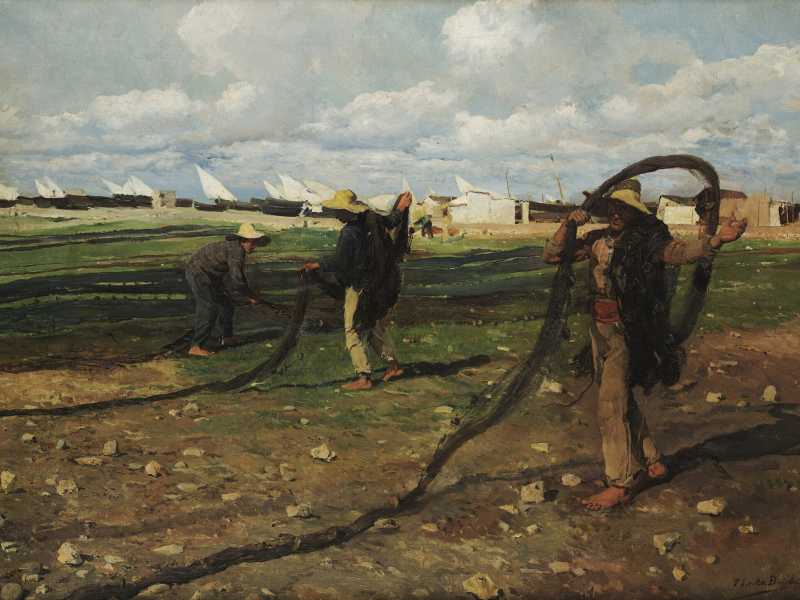 Joaqu&iacute;n Sorolla y Bastida - Los pescadores con sus redes (1896)