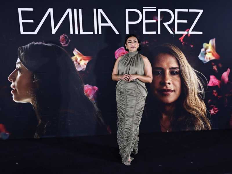 L'attrice Adriana Paz alla conferenza stampa del film "Emilia Pérez" (Ansa) 