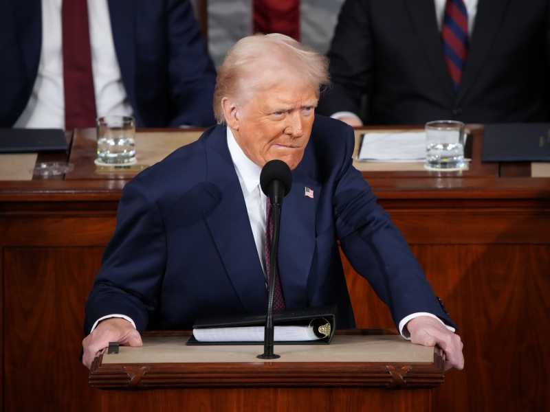 Donald Trump al Congresso americano (foto Andrew Harnik/Getty Images) <br />