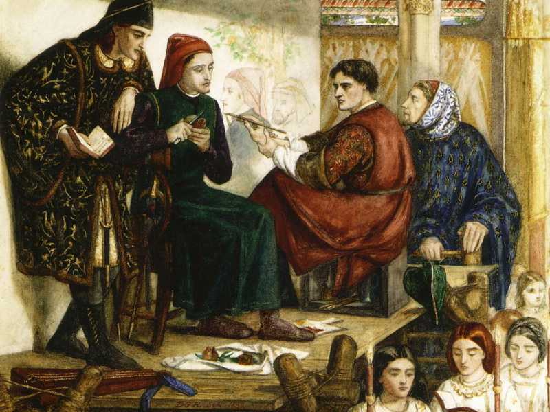 Dante Gabriel Rossetti, &ldquo;Giotto dipinge il ritratto di Dante&rdquo;, circa 1859&nbsp;<br />