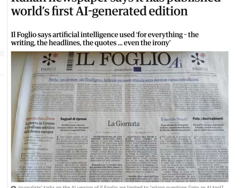 Dallo Spiegel alla BBC, la stampa internazionale racconta il Foglio AI