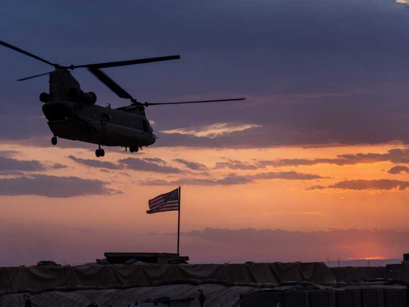  Un elicottero americano in azione nel nord della Siria (foto Getty)