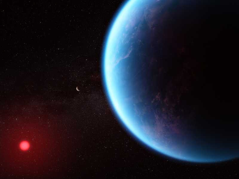 Illustration: NASA, CSA, ESA, J. Olmsted (STScI), Science: N. Madhusudhan (Cambridge University)<br />