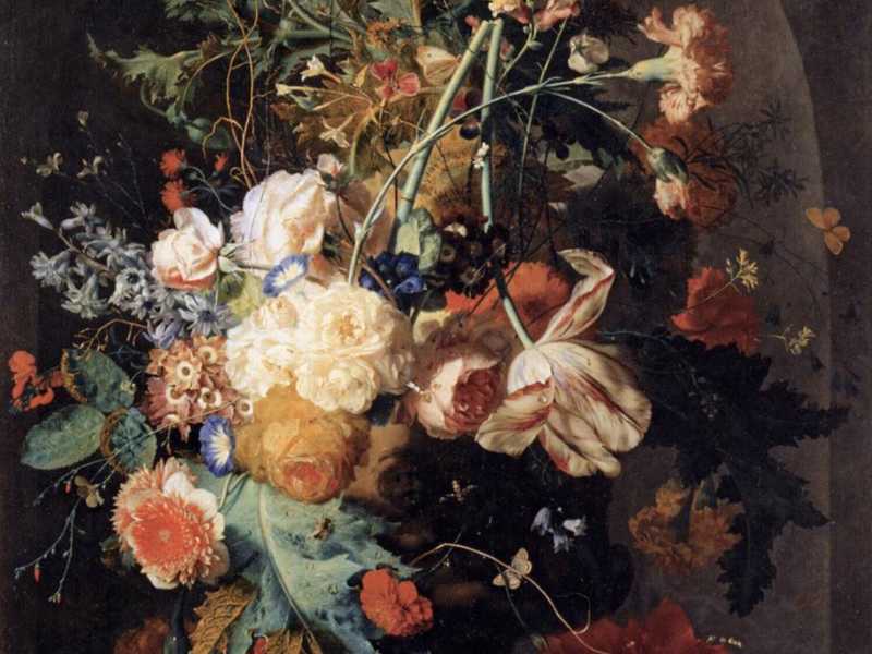 Jan van Huijsum, "Vado di fiori in una nicchia"