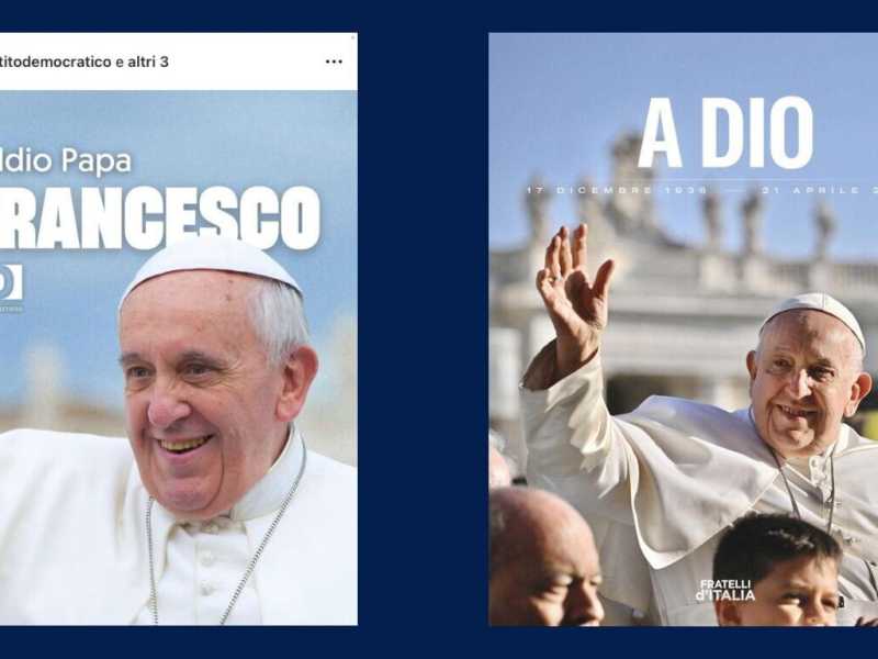 "Addio Francesco, Pd", "A Dio, Fratelli d'Italia": l'ultimo like dei partiti sul Papa