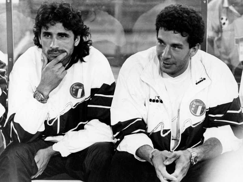 Raduni della Nazionale Italiana 1990, Andrea Alessandro Carnevale (Sinistra) e Gianluca Vialli (foto LaPresse)