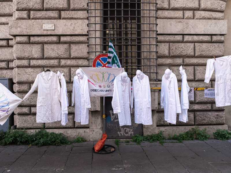 Un&rsquo;immagine della manifestazione di protesta dei ricercatori nel novembre scorso a Roma (Getty Images)&nbsp;<br />