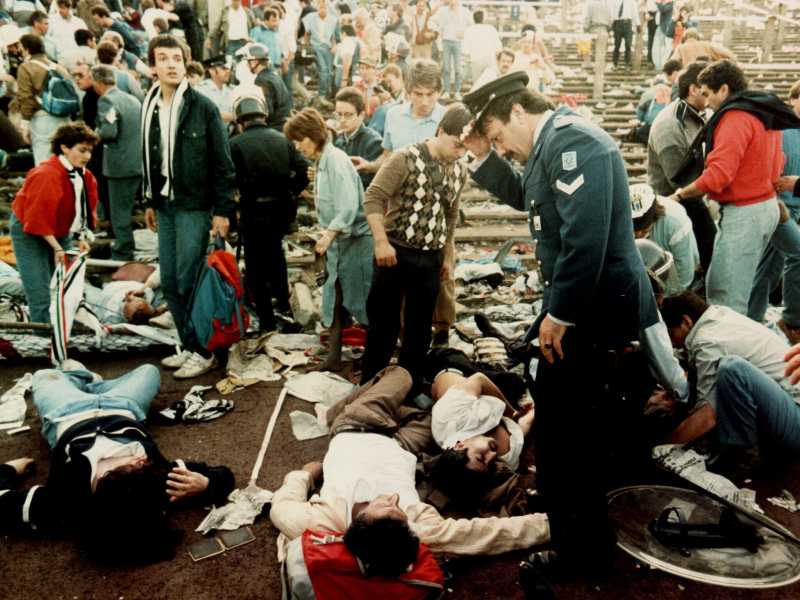 Immagine di archivio della strage dell'Heysel di Bruxelles, 29 maggio 1985 (Ansa)