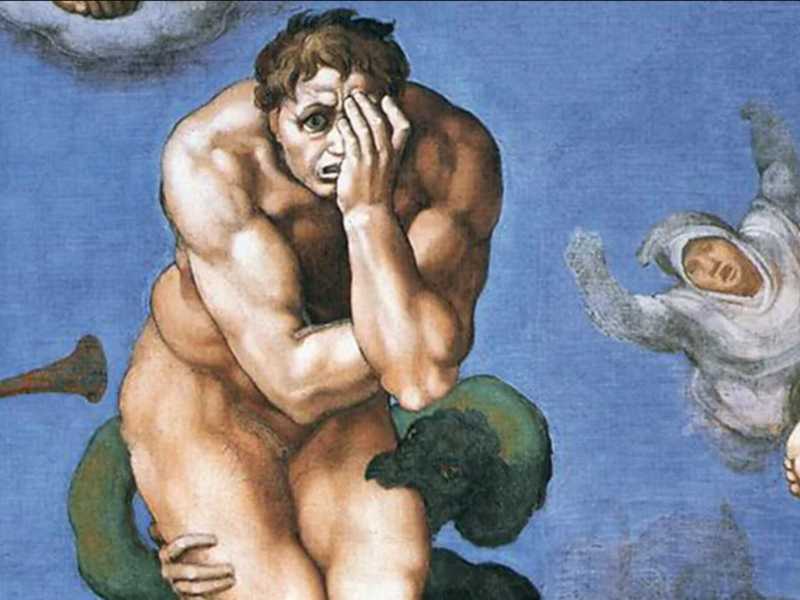Il Giudizio Universale di Michelangelo, che ricopre l'intera parete dell'altare della Cappella Sistina in Vaticano&nbsp;<br />