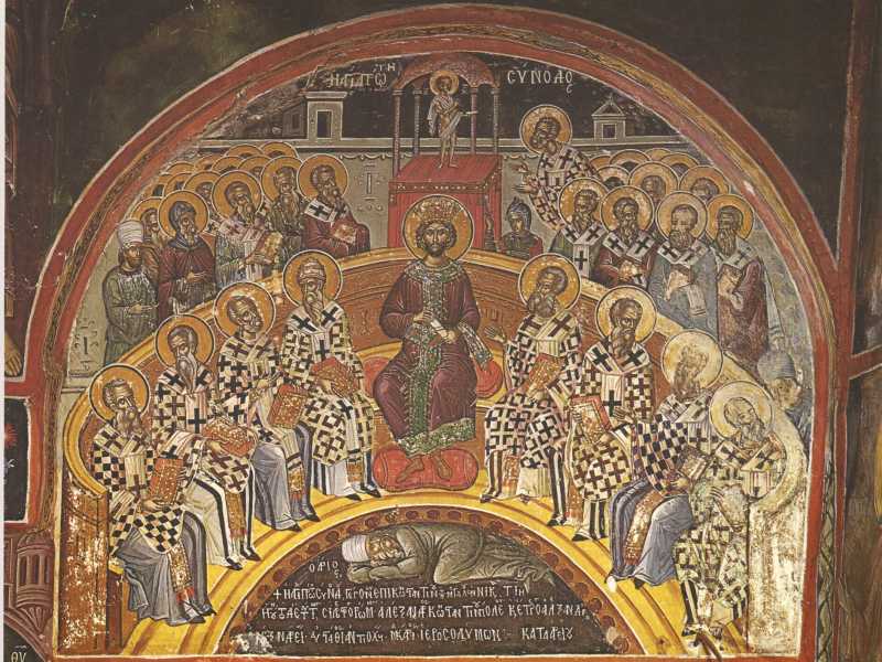 Primo Concilio di Nicea, prima metà del XVI secolo. Collezione del monastero di Stavronikita, Monte Athos (foto Getty)