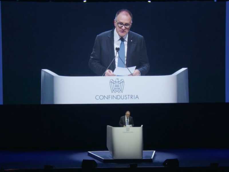 L'intervento del presidente di Confindustria Orsini all'assemblea di Bologna