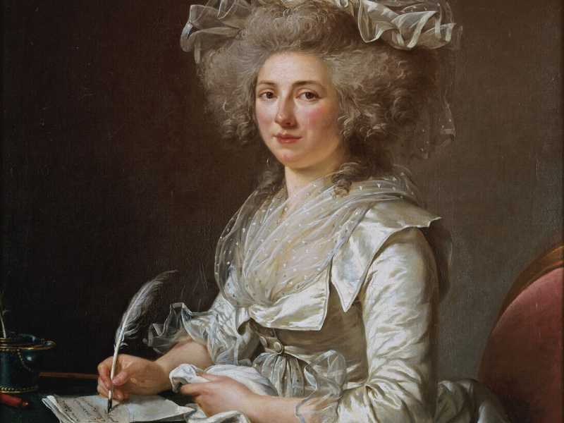 Ad&eacute;la&iuml;de Labille-Guiard, Ritratto di donna (dett.) (1787 circa) olio su tela, Mus&eacute;e des Beaux-Arts di Quimper (Wikimedia commons)&nbsp;<br />