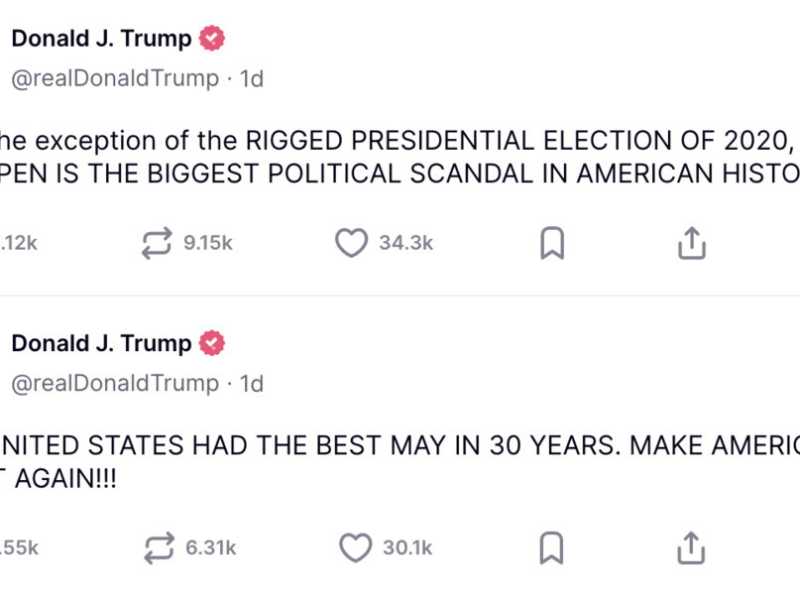 Post di Donald Trump su Truth