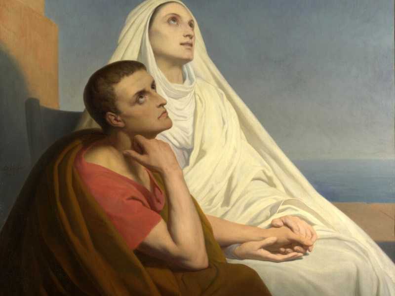 dettaglio del quadro di Ary Scheffer, &ldquo;Sant&rsquo;Agostino e Santa Monica&rdquo;, olio su tela, 1854