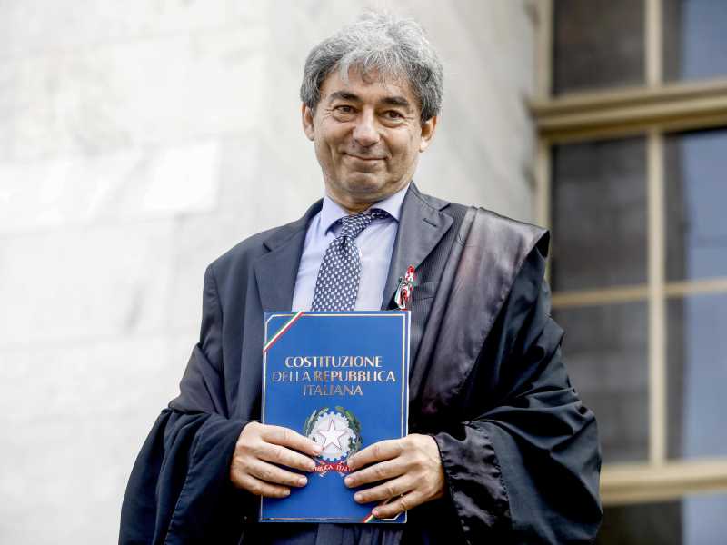 Cesare Parodi, presidente dell'Anm, alla protesta contro la riforma Nordio (Ansa)