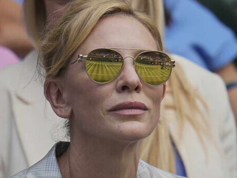 L'attrice Cate Blanchett nella Royal Box il 1° luglio 2025. (AP Photo/Kin Cheung) <br />