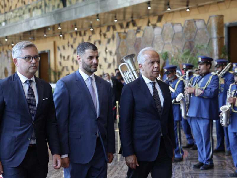 &nbsp;Magnus Brunner, Emad Trabelsi e Matteo Piantedosi marted&igrave; a Tripoli (foto: ministero dell'Interno libico)