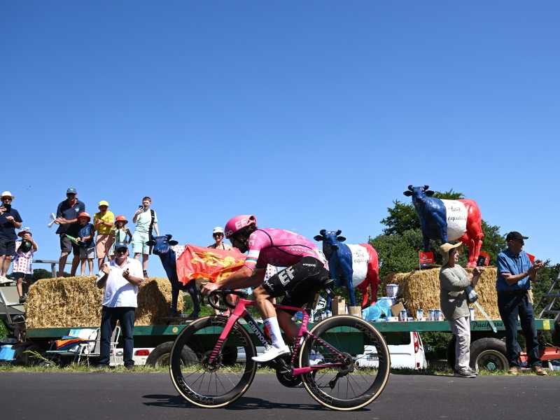 Ben Healy solo al comando durante la 6a tappa del Tour de France 2025 (foto Getty Images)