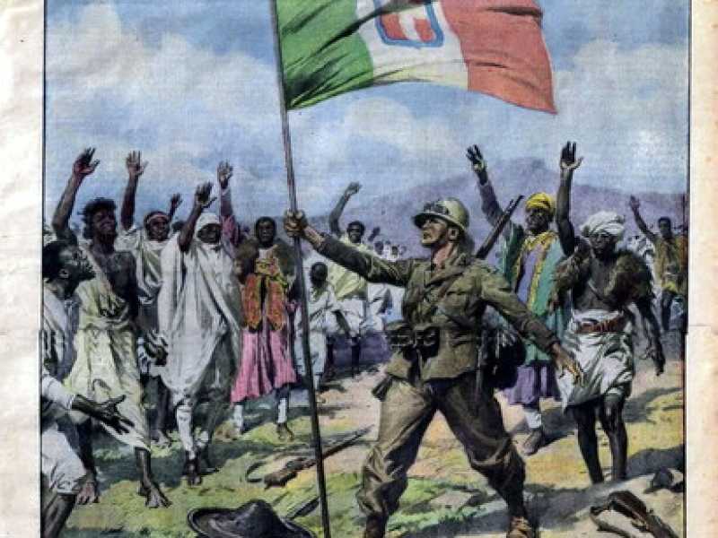 La copertina della Domenica del Corriere del 27 dicembre 1936 che celebra la vittoria nella guerra d&rsquo;Etiopia&nbsp;<br />