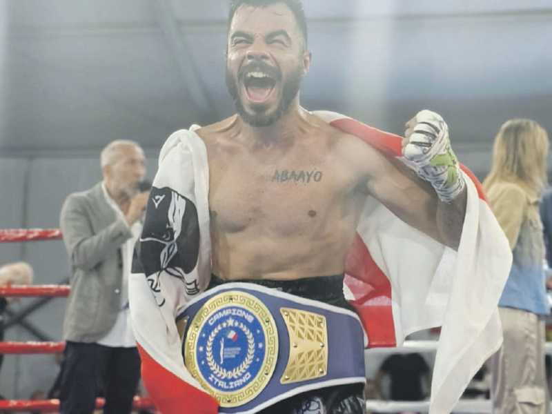 Nicola Mancosu, 30 anni, sardo di Villamassargia, campione italiano dei pesi Gallo dopo la vittoria con Claudio Grande a Sequals (foto Facchinetti) <br />