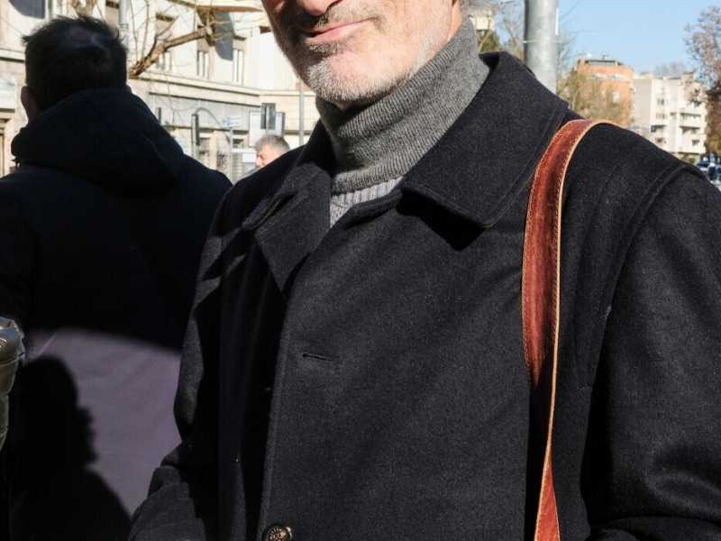 Paolo Bellavite alla manifestazione delle associazioni dei danneggiati dai vaccini Covid-19. davanti al Tribunale di Roma (LaPresse) <br />