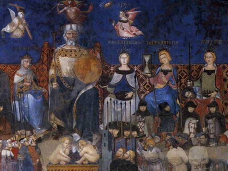 Lorenzetti, “Effetti del buon governo in città” (particolare), 1338-40 <br />