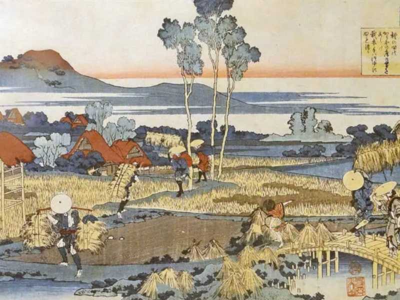 Hokusai, "Contadini in autunno",&nbsp;<small>1760-1849 </small>