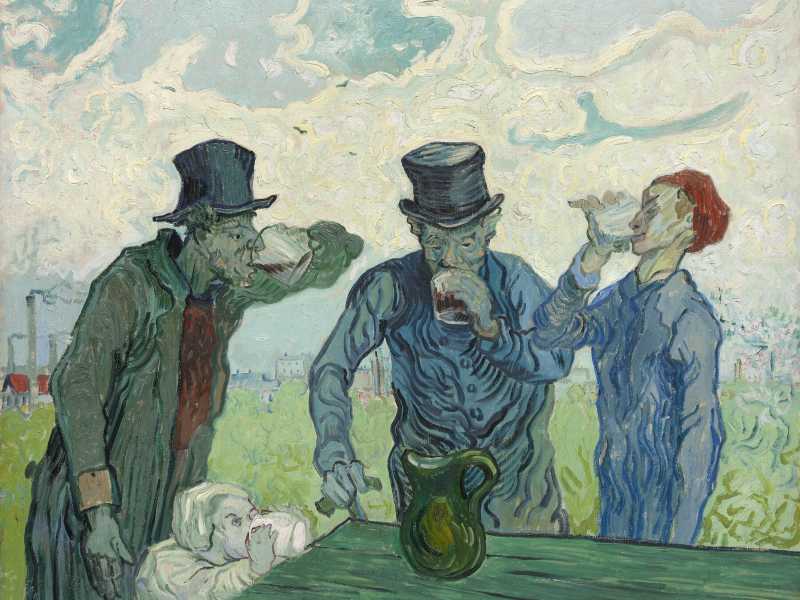 Un dettaglio del quadro “I bevitori” di Vincent van Gogh (Art Institute of Chicago)
