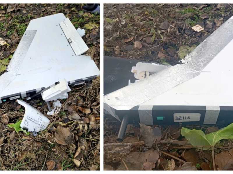 foto del drone caduto ieri in Romania di Vaslui TV
