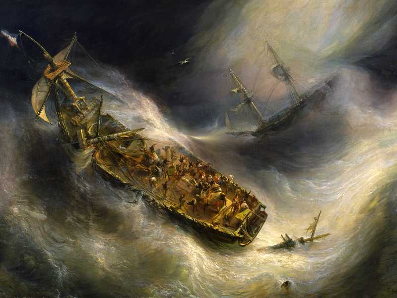 L'atto di sacrificio compiuto dal capitano Desse verso la nave olandese Colombo, Jean Antoine Th&eacute;odore Goodin, 1829&nbsp;<br />