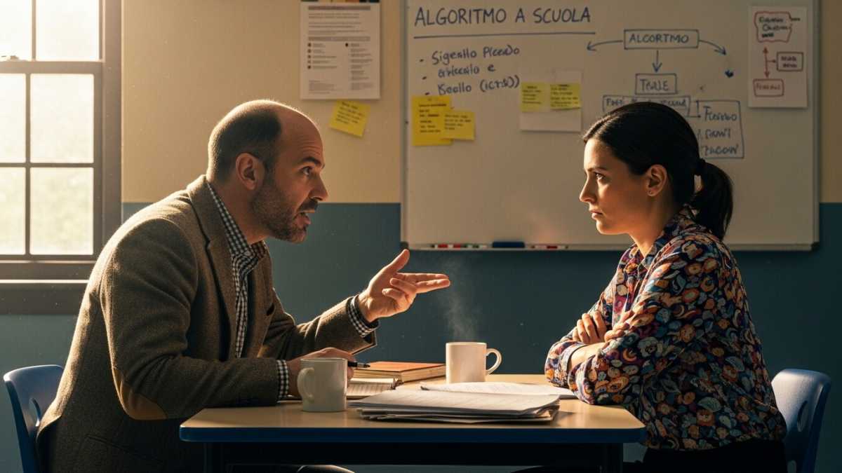 Immagine di Due professori immaginari davanti all’intelligenza artificiale