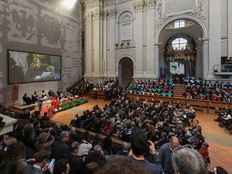 La scorsa inaugurazione dell'anno accademico all'Universit&agrave; di Bologna (foto Ansa)