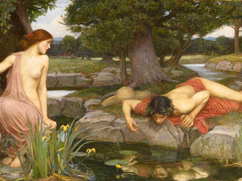 John William Waterhouse, Eco e Narciso, 1903, olio su tela, cm 109 x 189, Walker Art Gallery, Liverpool&nbsp;<br />
