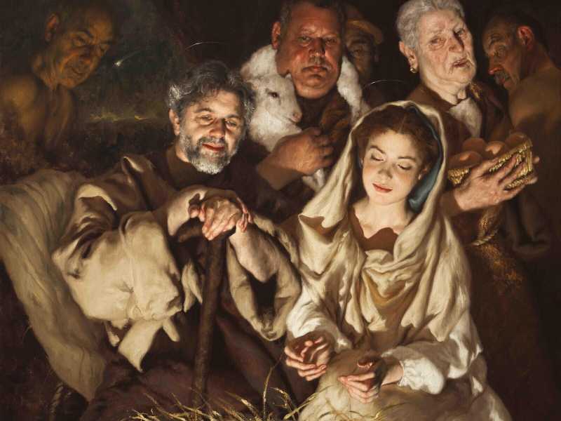 Giovanni Gasparro, Quel che vide Nostro Signore al primo sguardo. Olio su lino belga, 80x100 cm, 2025. Collezione privata, Camerano (Ancona). Foto Archivio Luciano e Marco Pedicini