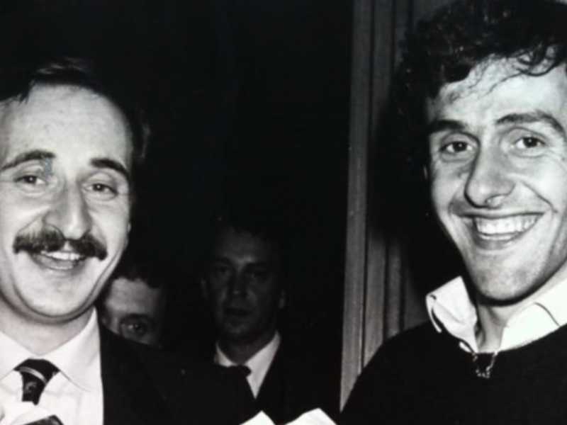 Valerio Remino e Michel Platini, diventato suo amico alla Juventus (foto Federazione italiana bocce)