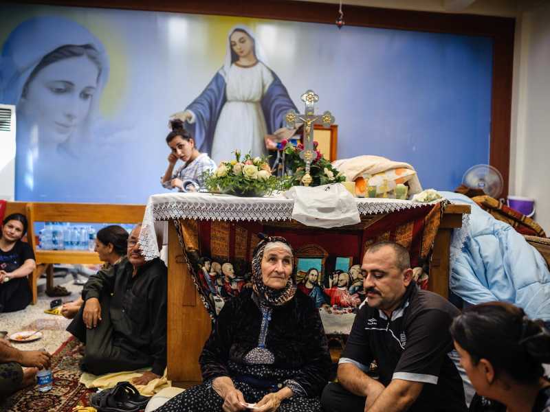 I cristiani di Qaraqosh rifugiati a Erbil, nel Kurdistan iracheno (LaPresse)&nbsp;<br />