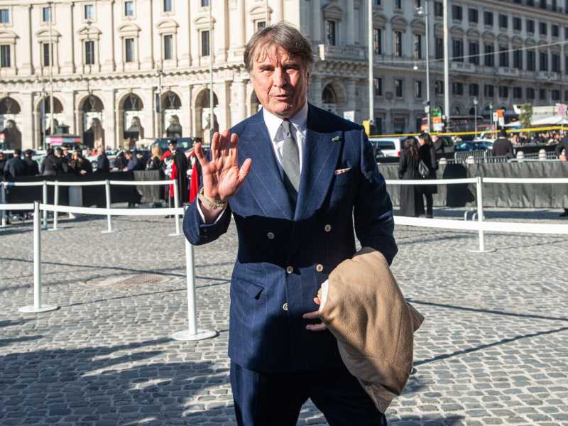 Cucinelli ai funerali di Valentino Garavani, alla Basilica di Santa Maria degli angeli a Roma (LaPresse)&nbsp;<br />
