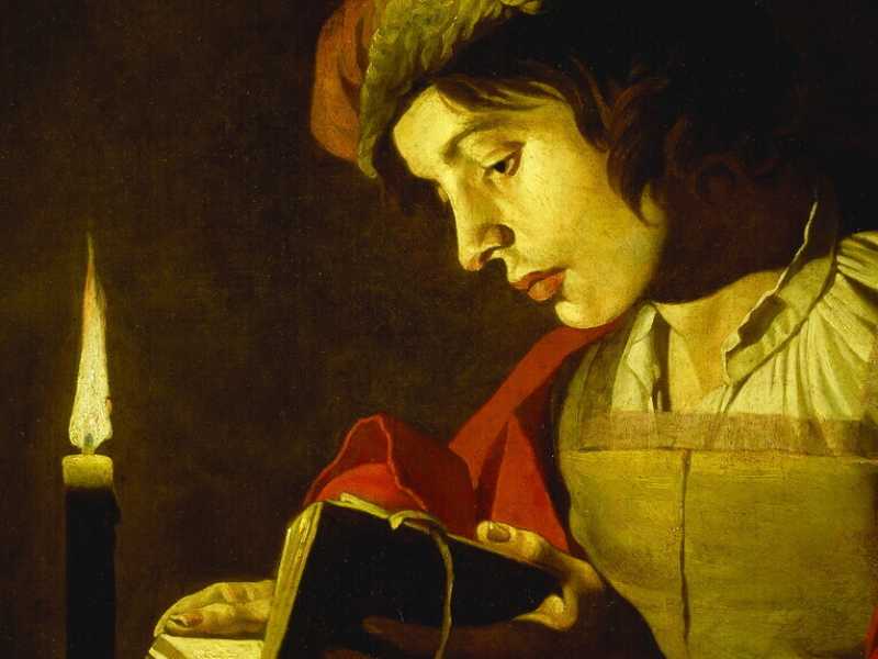 Matthias Stomer, "Giovane che legge a lume di candela", c. 1630, Museo nazionale, Stoccolma (foto Heritage Images via Getty Images)